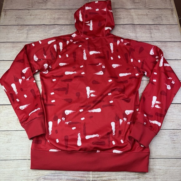 Under Armour Red Paint‎ Splatter Hoodie Men's Medium - Picture 8 of 9